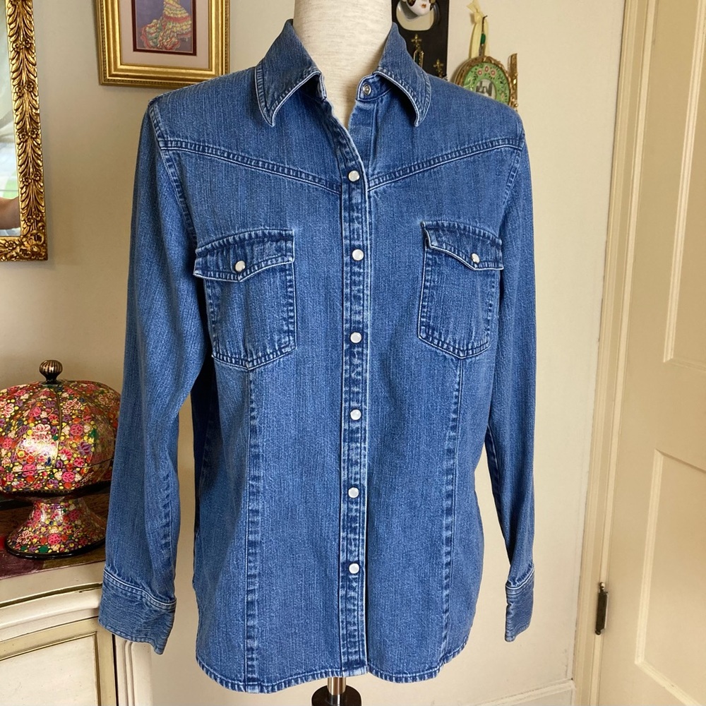 Eddie Bauer Blue Denim Button-Down Shirt